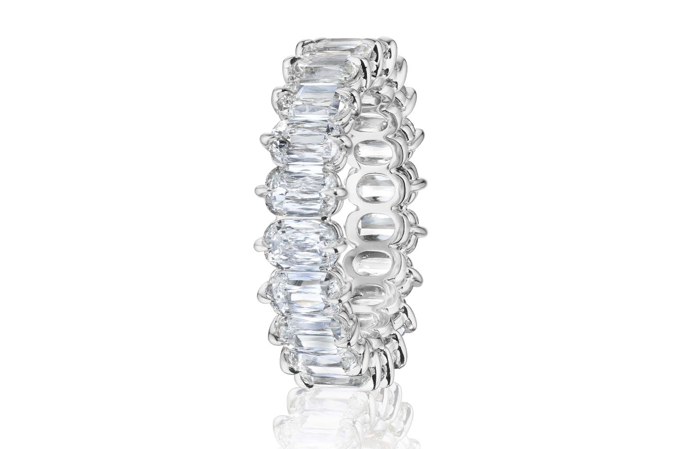  ARAZI eternity ring design with fancy-cut diamonds in an unusual talon claw setting 