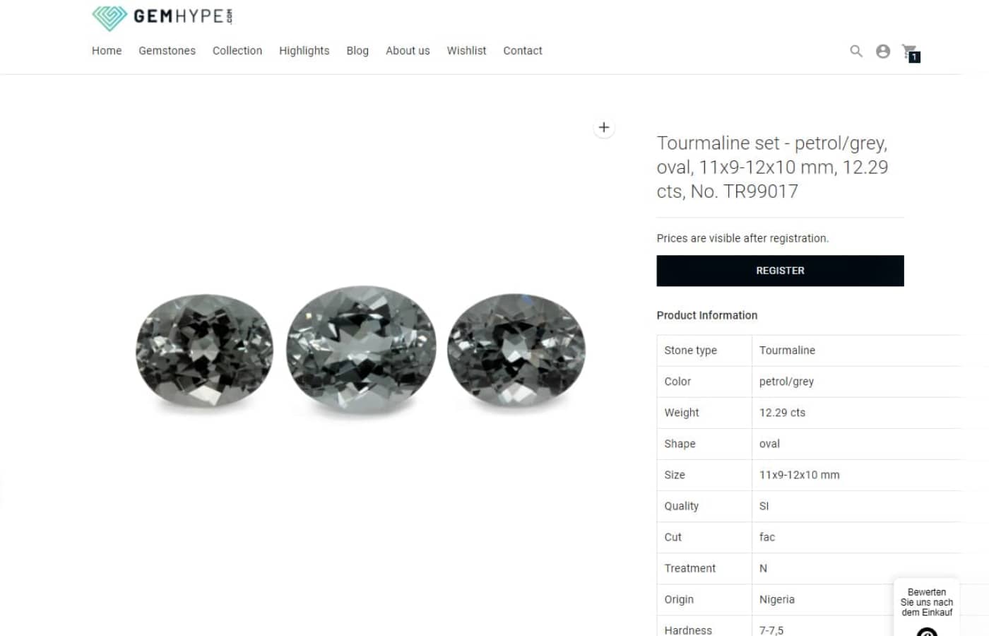  Gemhype 12.29-ct grey tourmaline set from Nigeria