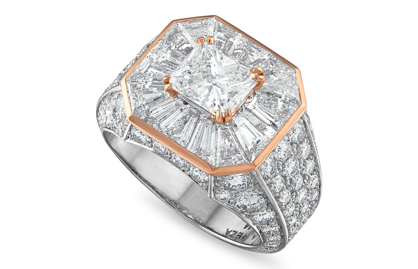  REZA Diamond Signet ring in white gold, rose gold and diamond