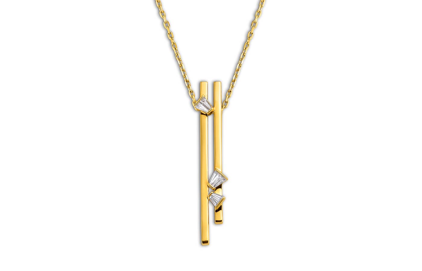  Bucherer Fine Jewellery Rock Diamonds pendant in 18k yellow gold with trapezoid- and round brilliant-cut diamonds 