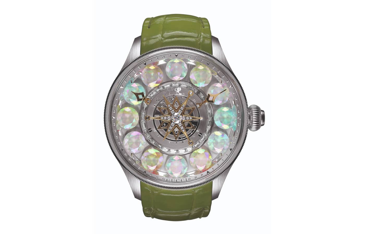  Gucci F-Timeless Planetarium High Jewellery watch set with 12 Ethiopian opals