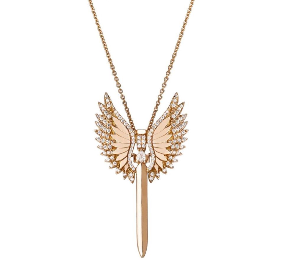  FALAMANK Angel Knight necklace in gold and diamond