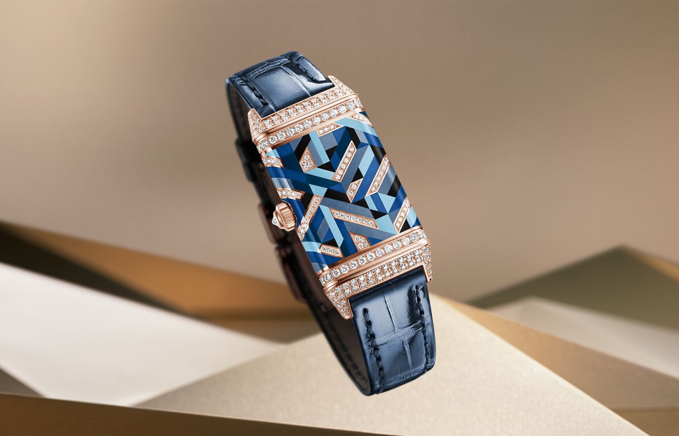  Jaeger-LeCoultre Reverso One Precious Colours Blue watch in enamel, gold and diamond