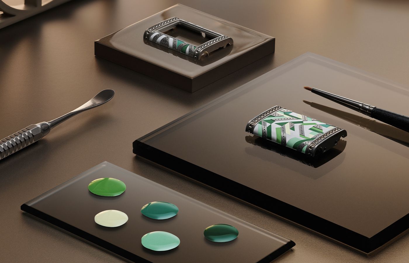  Making of the Jaeger-LeCoultre Jaeger-LeCoultre Reverso One Precious Colours Green watch in enamel, white gold and diamond