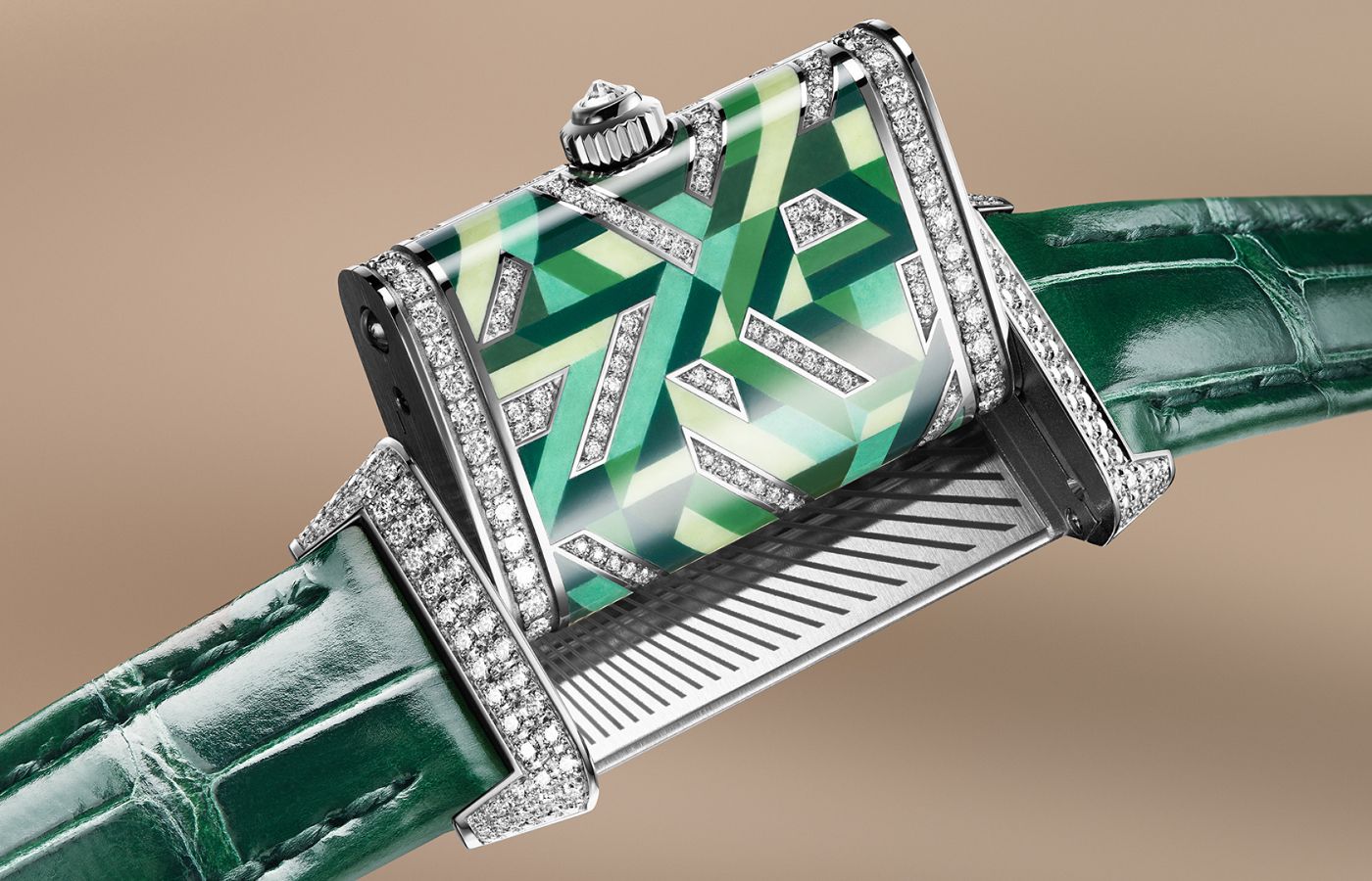 Jaeger-LeCoultre Reverso One Precious Colours Green watch in enamel, white gold and diamond