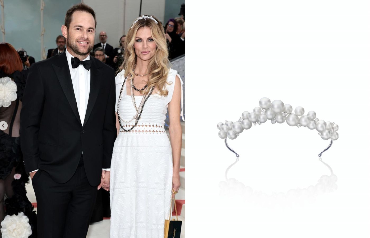  MET Gala attendee Brooklyn Decker wearing a Sean Gilson for Assael  pearl and diamond tiara