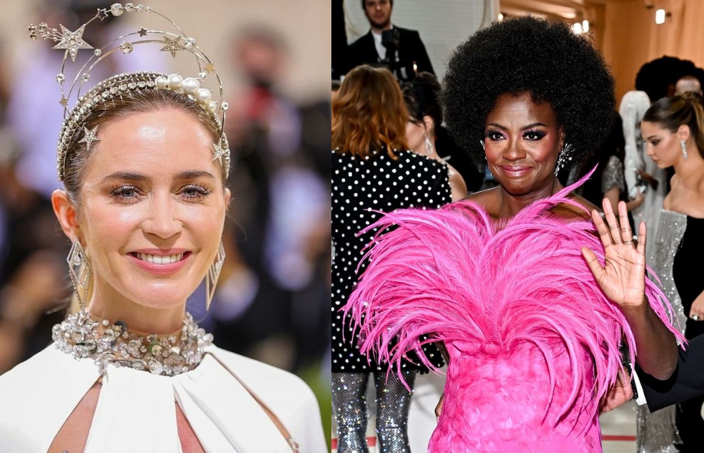  MET Gala attendee Emily Blunt in Piaget High Jewellery, alongside Viola Davis in diamond jewels by Boucheron 