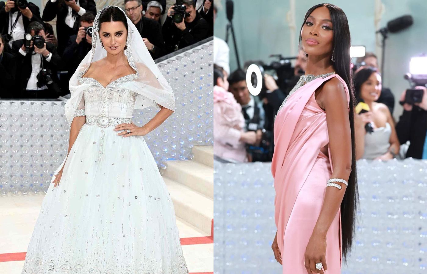 MET Gala attendees Penelope Cruz and Naomi Campbell in diamond jewels by Chanel High Jewellery
