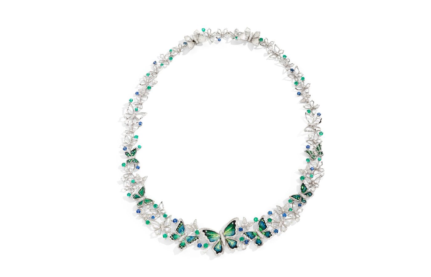 The Sicis Butterfly Romance Turquoise necklace showcased at Haute Jewels Geneva 2023