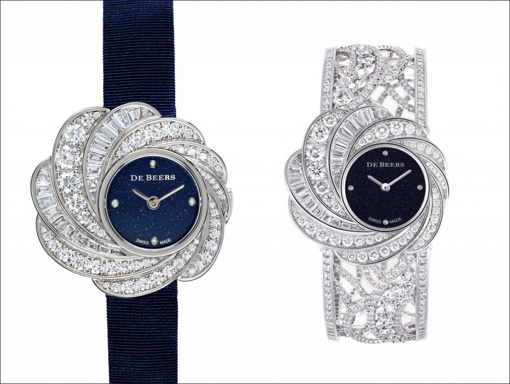 De Beers Aria 29mm Full Pavé Watch with Aventurine Dial