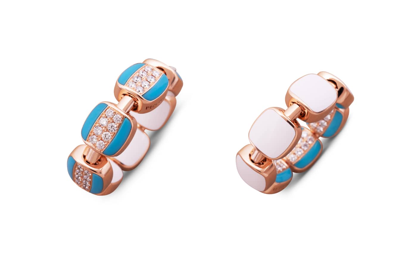  PICCHIOTTI Reversible Xpandable™ ring in gold, turquoise, white ceramic and diamond