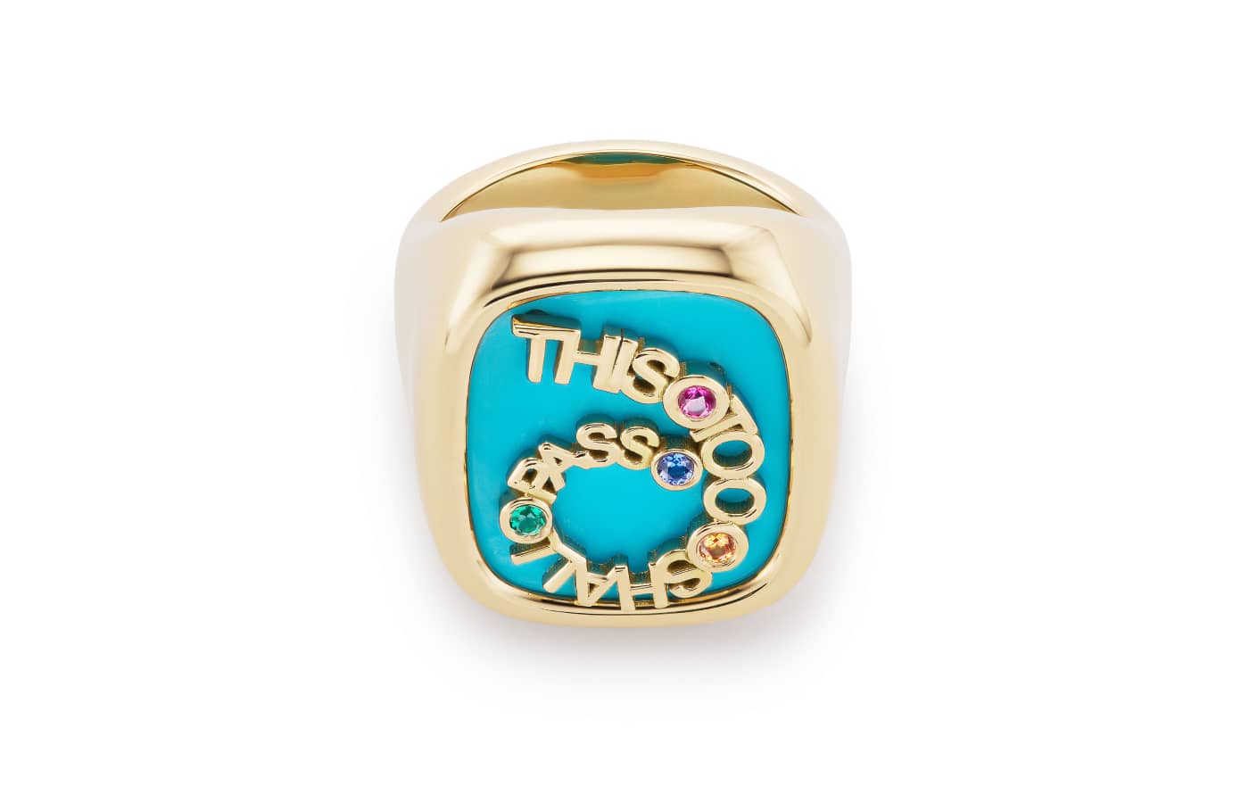  Brent Neal gold, turquoise and coloured gemstone ring