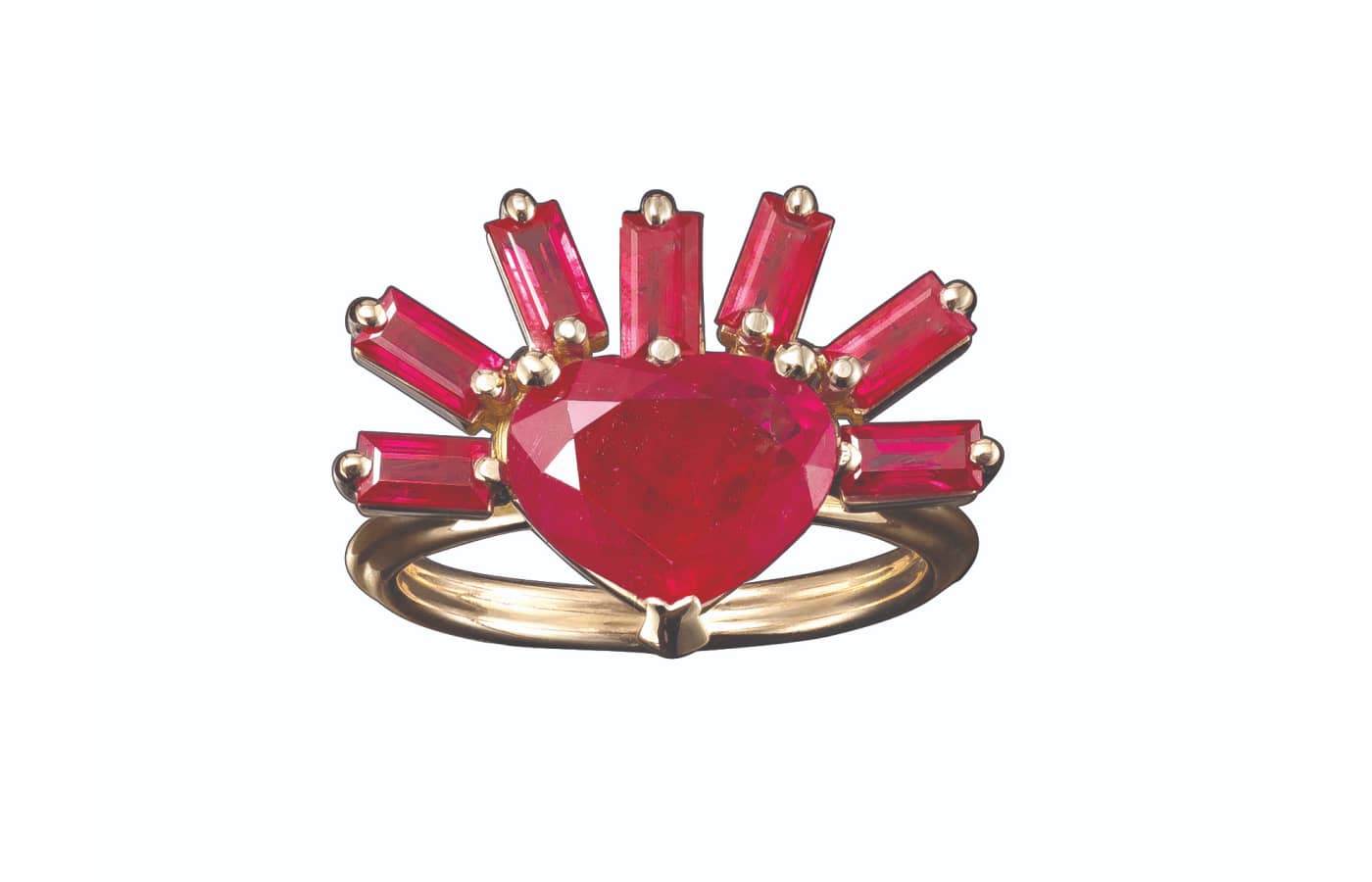  Solange Azagury-Partridge Burning Heart ring in gold and ruby