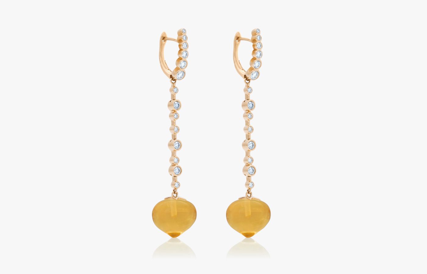 Charlotte Reedtz Jewellery Magic Wish earrings in 18k yellow gold with diamonds and citrine drops 