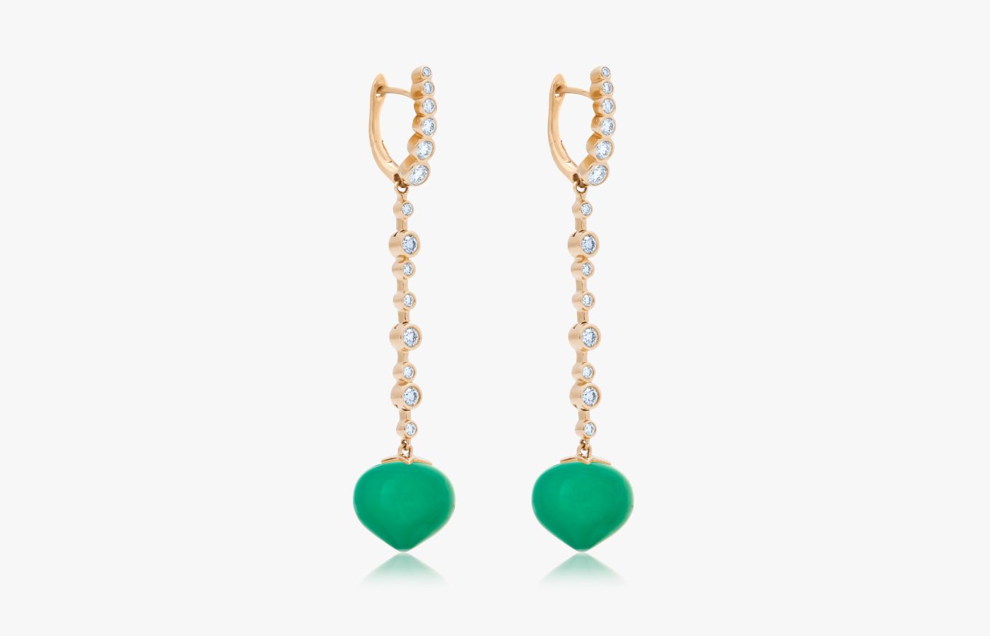  Charlotte Reedtz Jewellery Magic Wish earrings in 18k yellow gold with diamonds and chrysoprase drops 