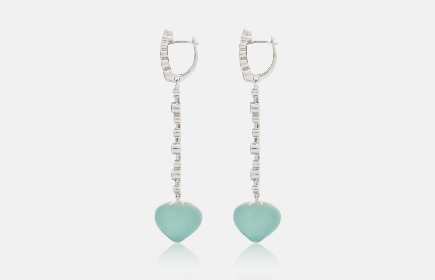  Charlotte Reedtz Jewellery Magic Wish earrings in 18k white gold with diamonds and aquamarine drops