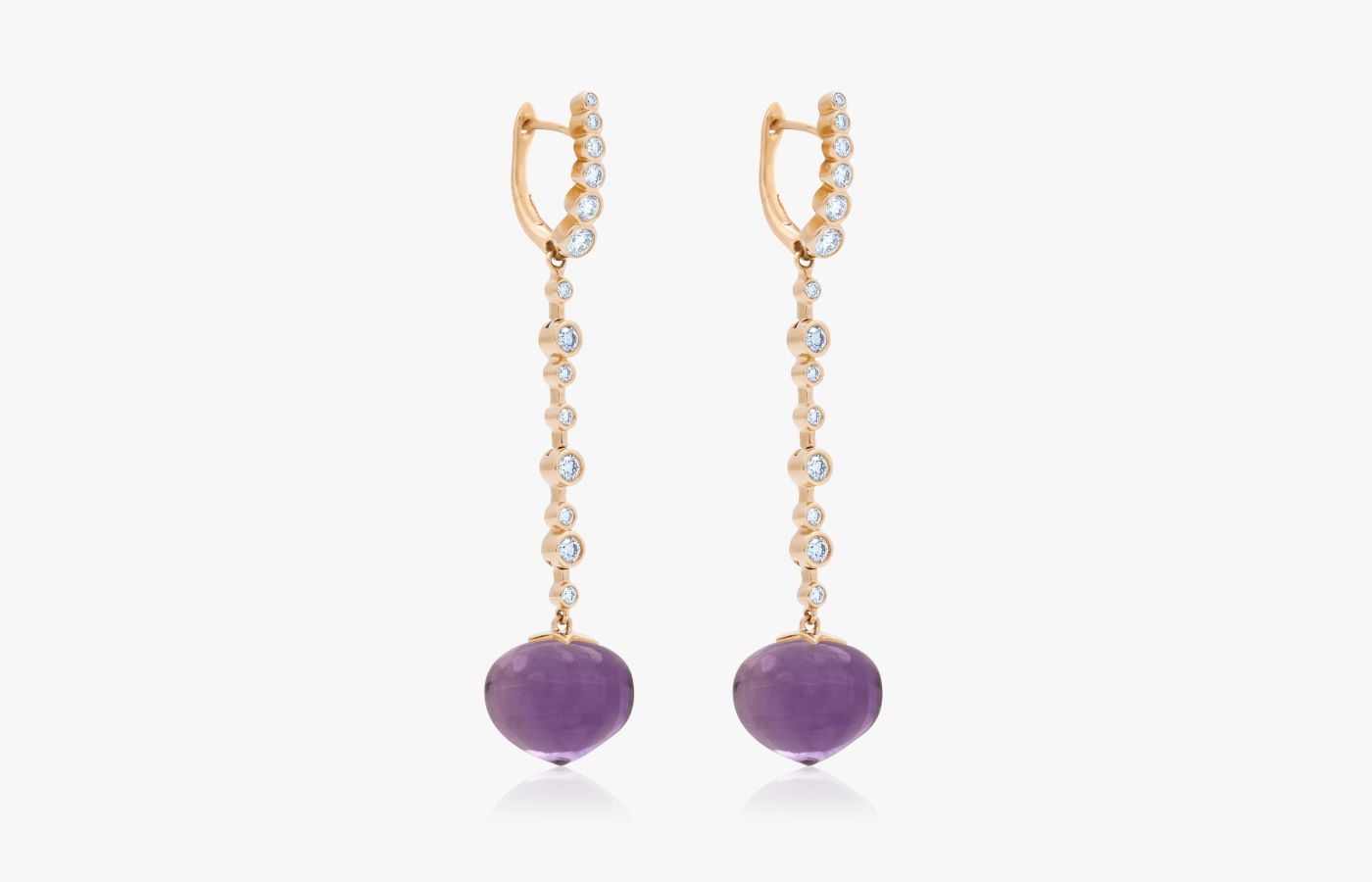  Charlotte Reedtz Jewellery Magic Wish earrings in 18k yellow gold with diamonds and amethyst drops 