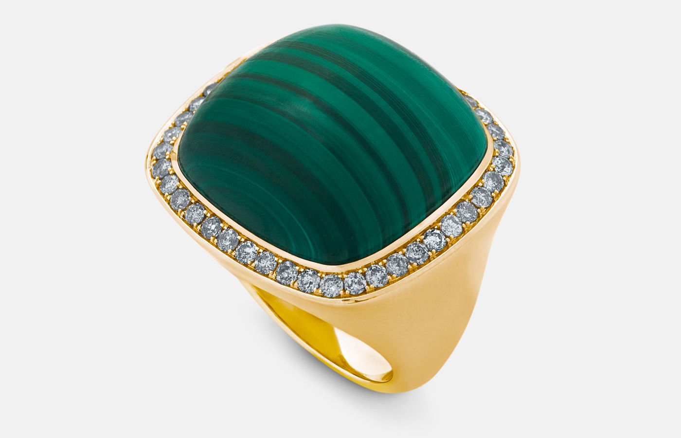   Charlotte Reedtz Jewellery Magic Wish ring in 18k yellow gold, malachite and grey diamonds
