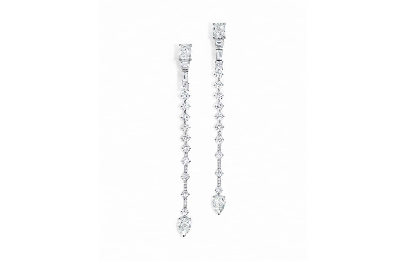  A pair of diamond drop earrings from the Inner Fire High Jewellery capsule collection by Bucherer Fine Jewellery 