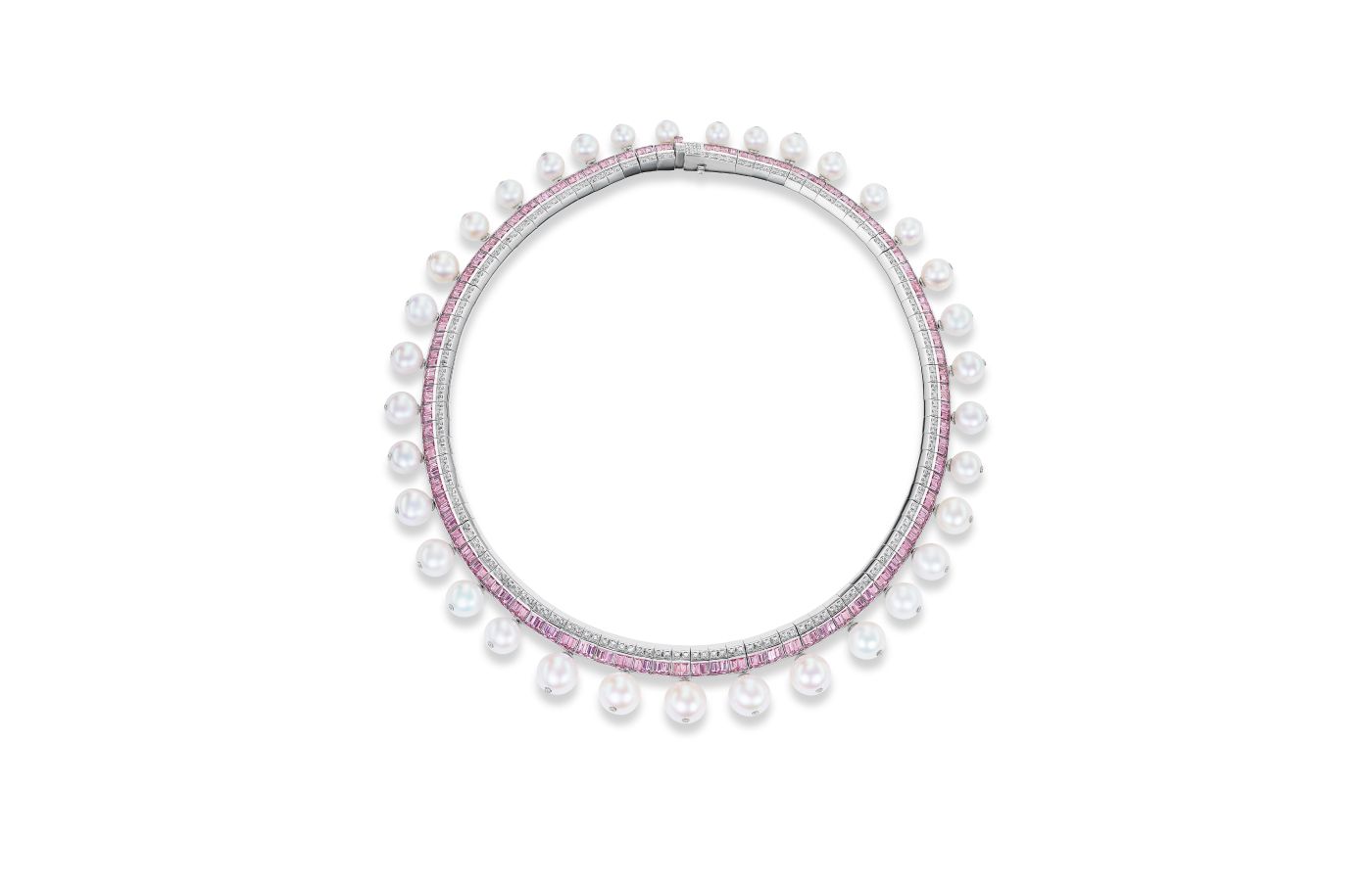  Sorellina platinum, pearl, coloured gemstone and diamond necklace - 'Best in Platinum' 1st Place winner at the Couture Design Awards 2023