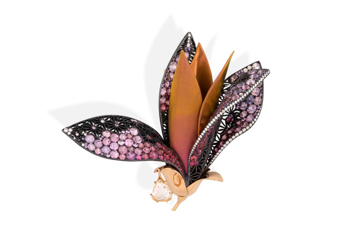  Maison Alix Dumas gold and gemstone brooch - 'Best in Debuting' 2nd Place winner at the Couture Design Awards 2023