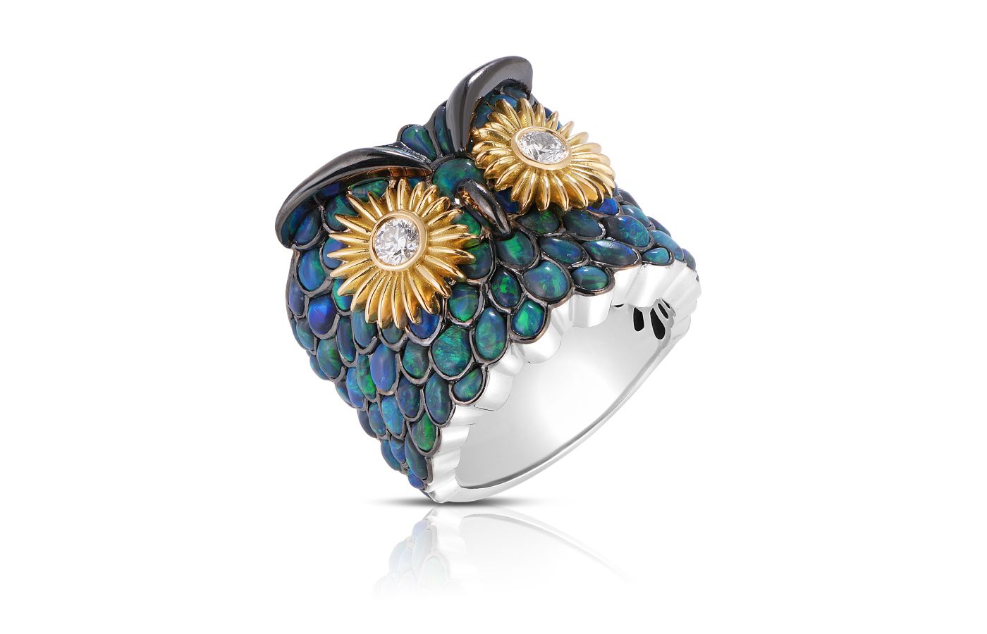  Cicada gold, diamond and  coloured gemstone cuff - 'Best in Coloured Gemstones Below $40K Retail' 2nd Place winner at the Couture Design Awards 2023