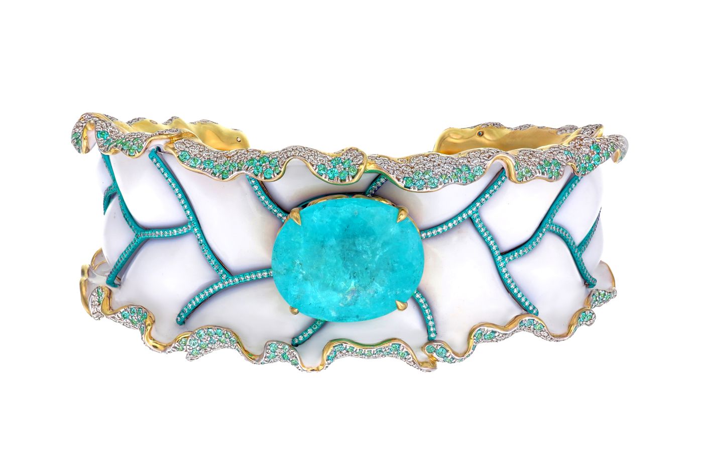  Victor Velyan gold and tourmaline cuff - 'Best in Haute Couture' 3rd Place winner at the Couture Design Awards 2023