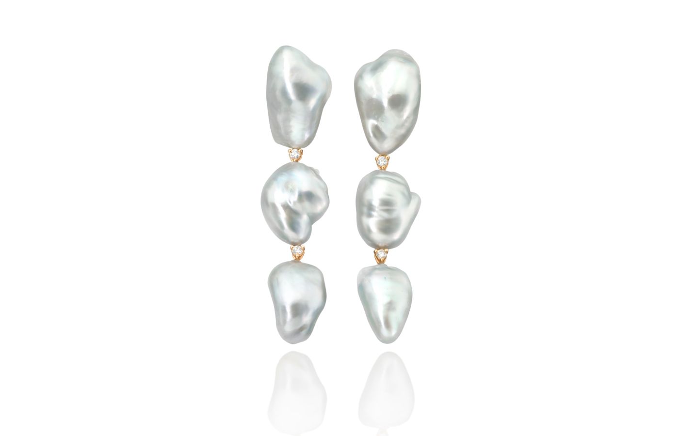  Assael Keshi South Sea pearl and diamond ‘Diamond Connected’ earrings in 18k rose gold