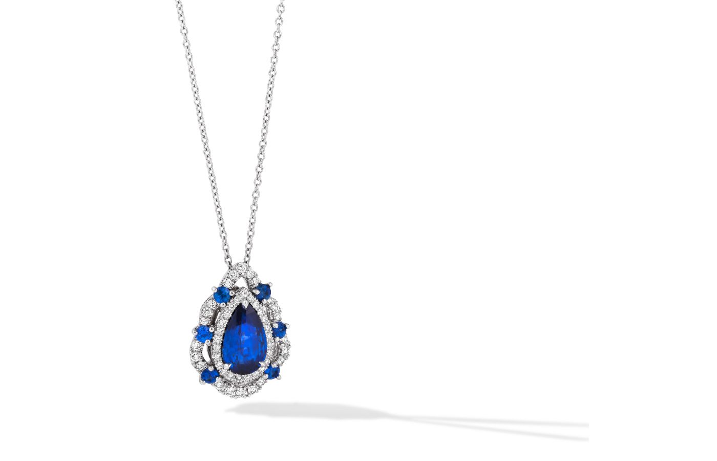 Le Vian Couture pendant in platinum featuring a Cornflower Sapphire, and Vanilla Diamonds