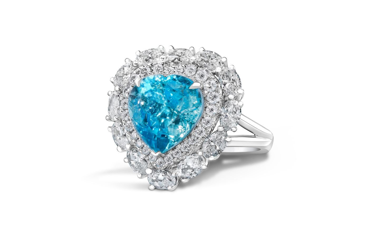  Le Vian Couture ring in platinum featuring a 7.12-ct Neon Blue Paraiba Tourmaline and Vanilla Diamonds