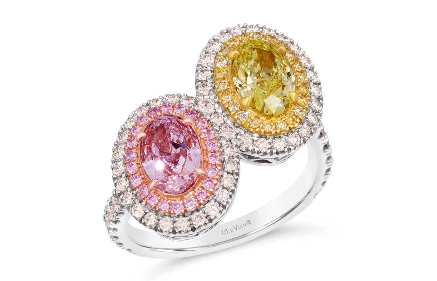 Le Vian Couture ring in platinum, Strawberry Gold, Sunny Yellow Diamonds, Strawberry Diamonds and Vanilla Diamonds