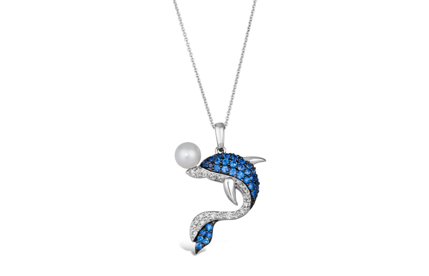 Le Vian Deep Sea Fishing pendant in Vanilla Gold, Blueberry Sapphire, Vanilla Pearls, Nude Diamonds and Blackberry Diamonds