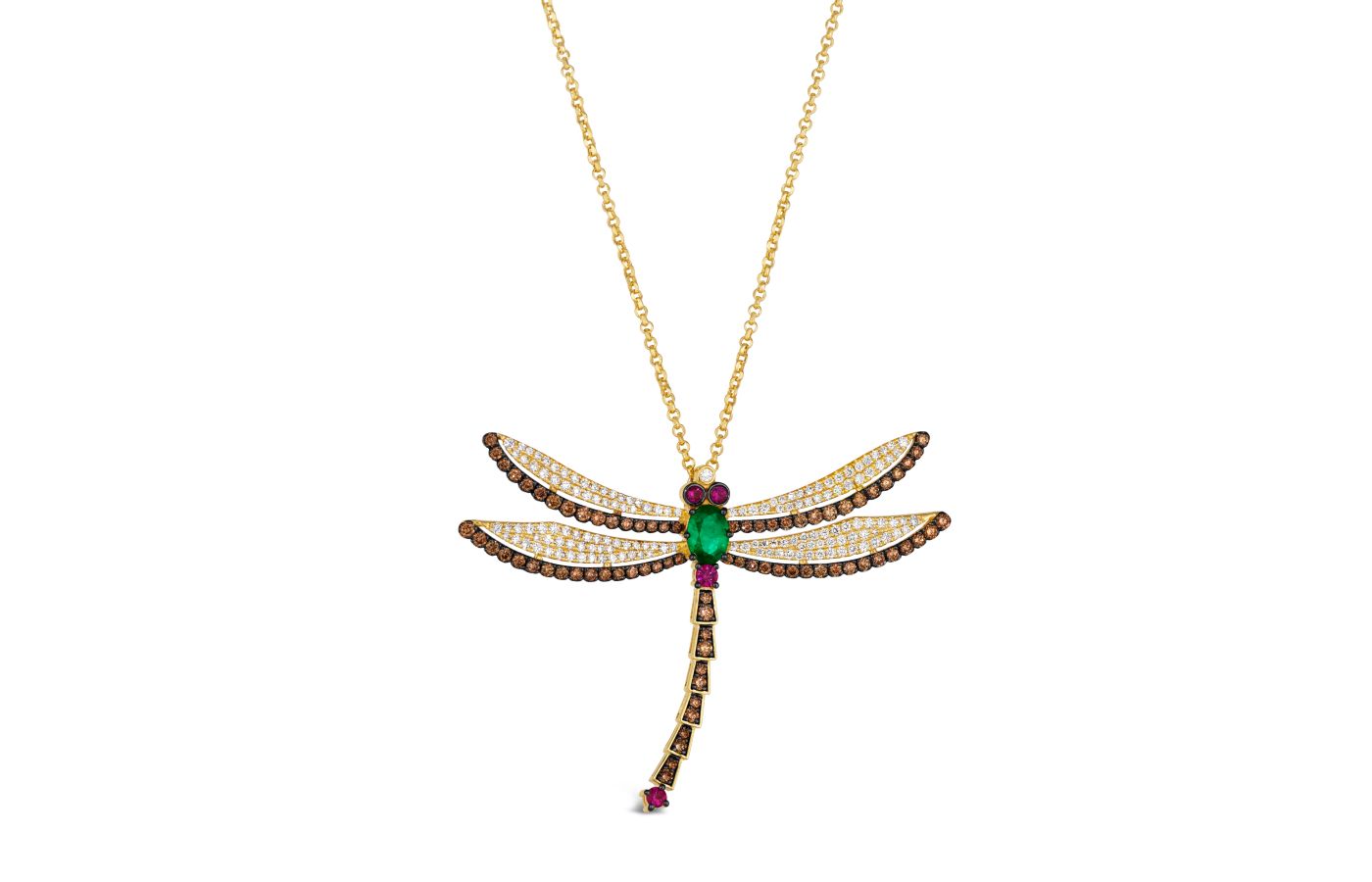 Le Vian Couture pendant in Honey Gold, Costa Smeralda Emeralds, Passion Ruby, Chocolate Diamonds and Vanilla Diamonds