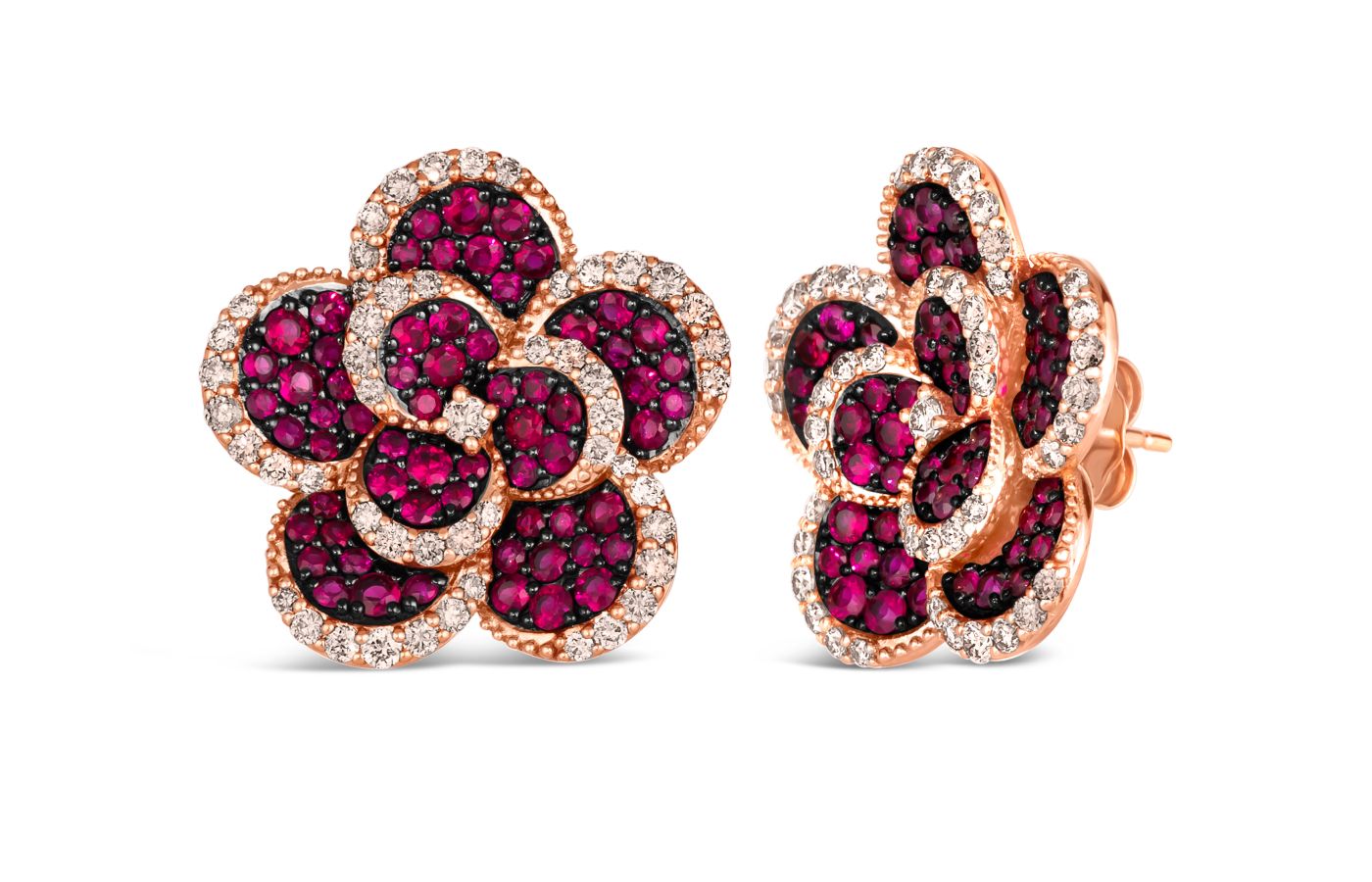 Le Vian Camellia earrings in Strawberry Gold, Passion Ruby and Nude Diamonds