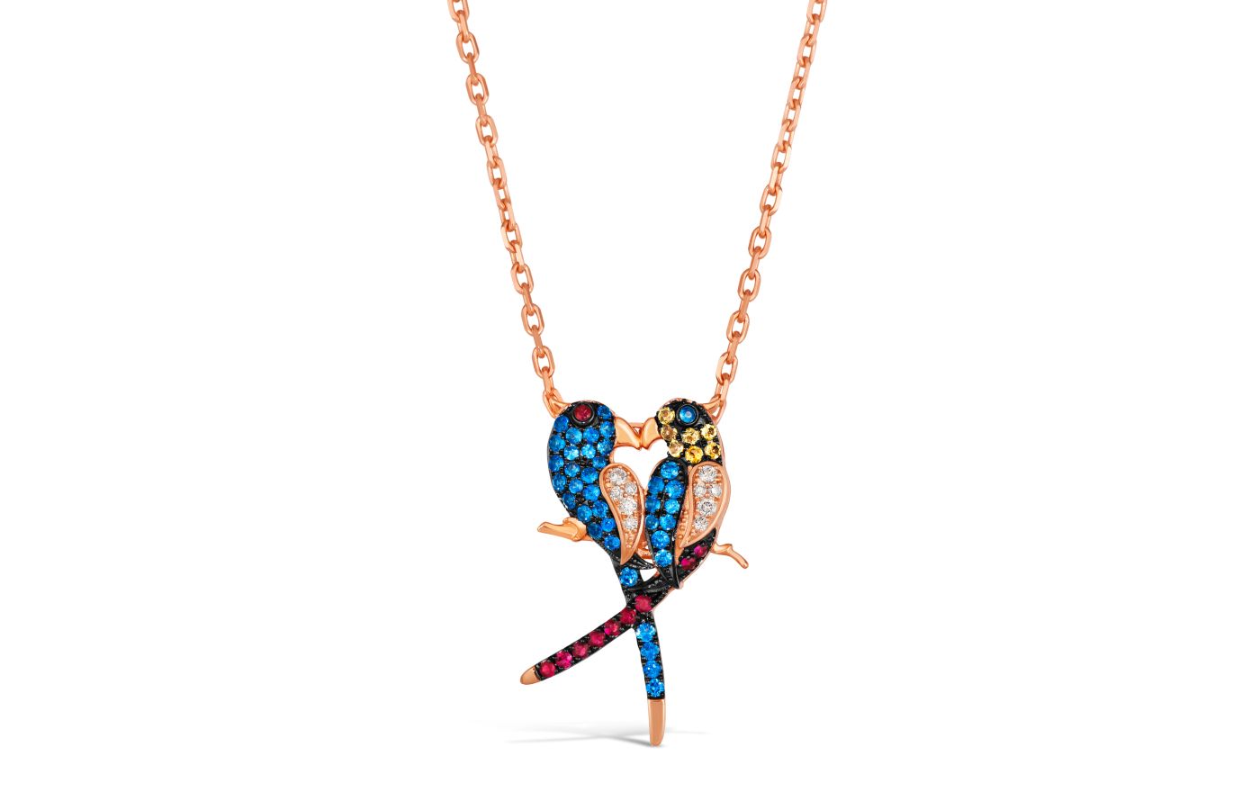 Le Vian Love Bird pendant in Strawberry Gold, Blueberry Sapphire, Passion Ruby, Cinnamon Citrine and Nude Diamonds