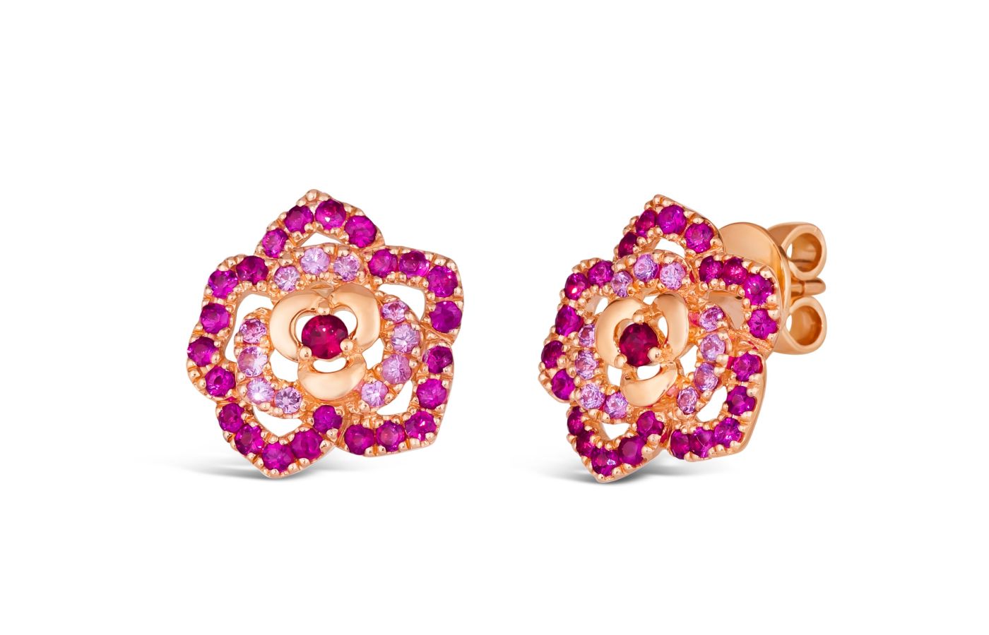  Le Vian Modern Romance earrings in Strawberry Gold, Passion Rubies and Bubble Gum Pink Sapphires