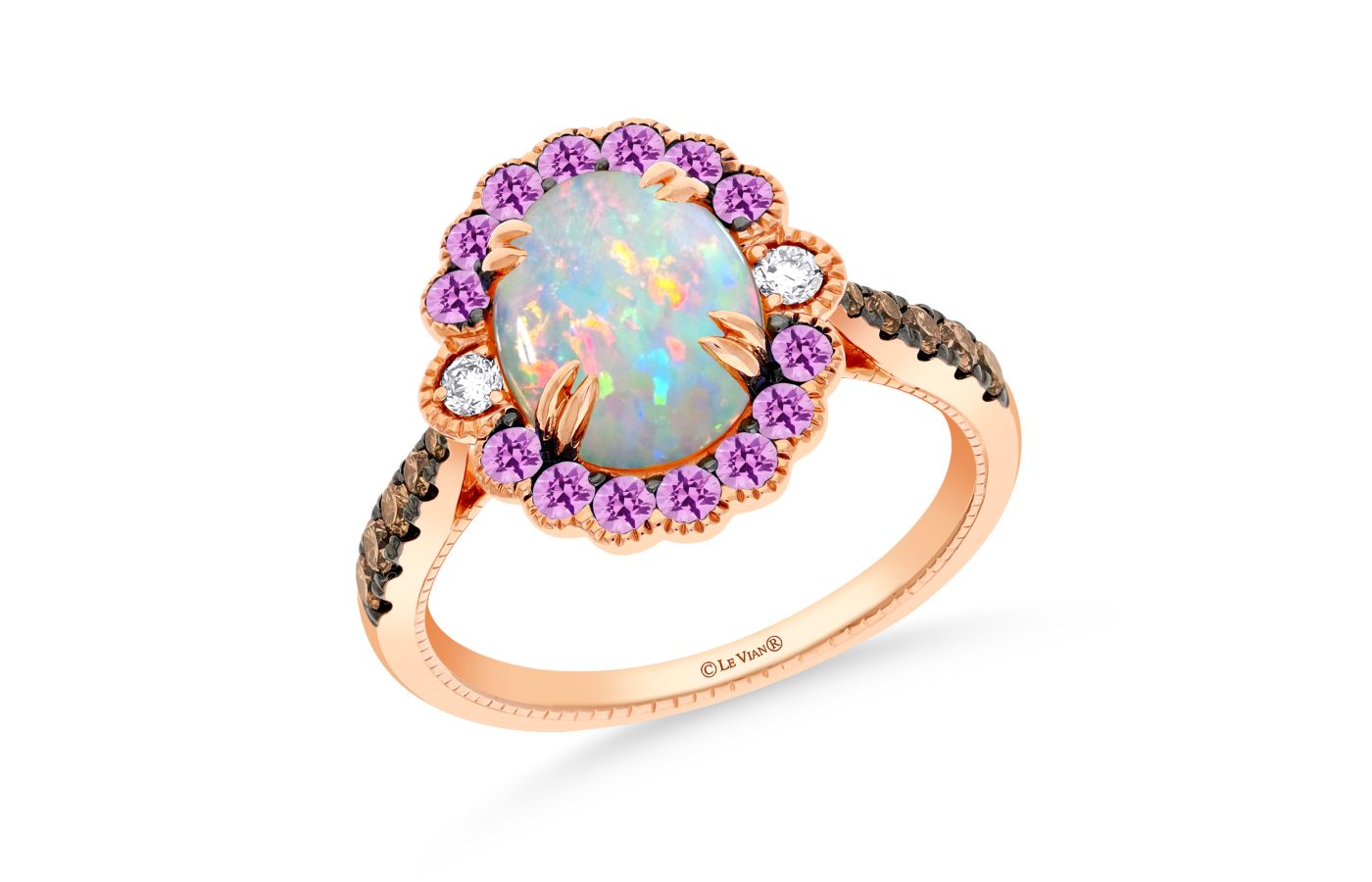  Le Vian Modern Romance ring in Strawberry Gol, Neopolitan Opal, Bubble Gum Pink Sapphires, Chocolate Diamonds and Nude Diamonds