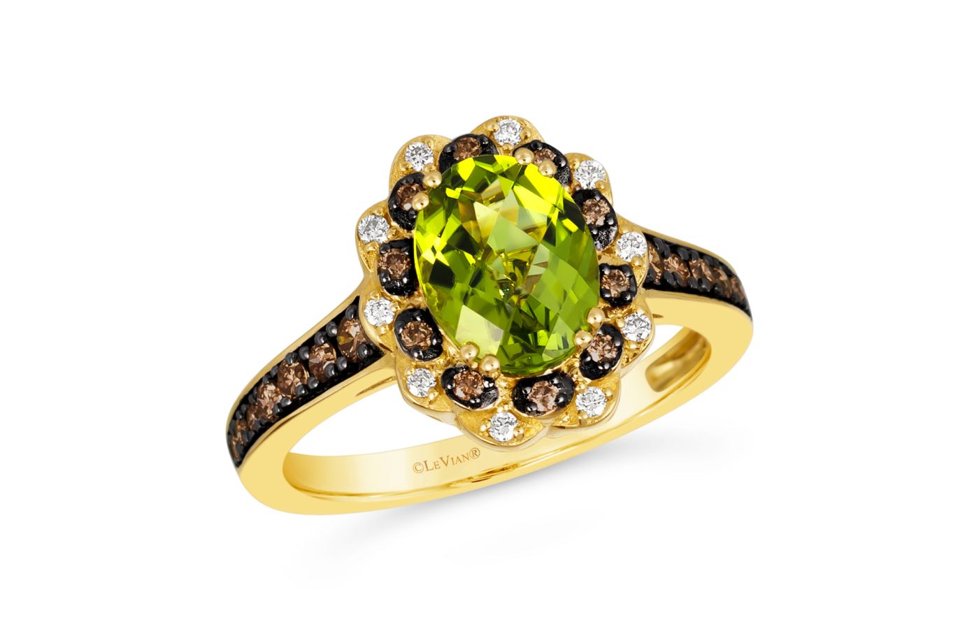  Le Vian Venezia Collection ring in Honey Gold, Green Apple Peridot, Chocolate Diamonds and Nude Diamonds