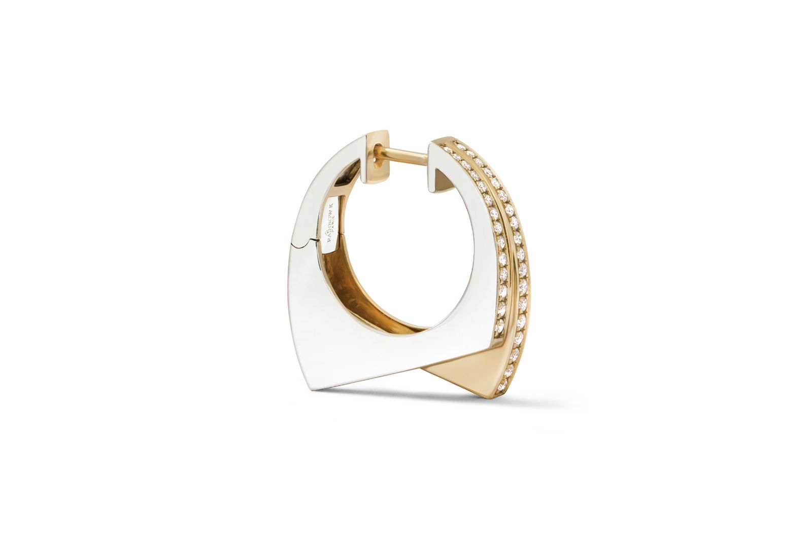  Rainbow K Handcuff earring in gold, white enamel and diamond