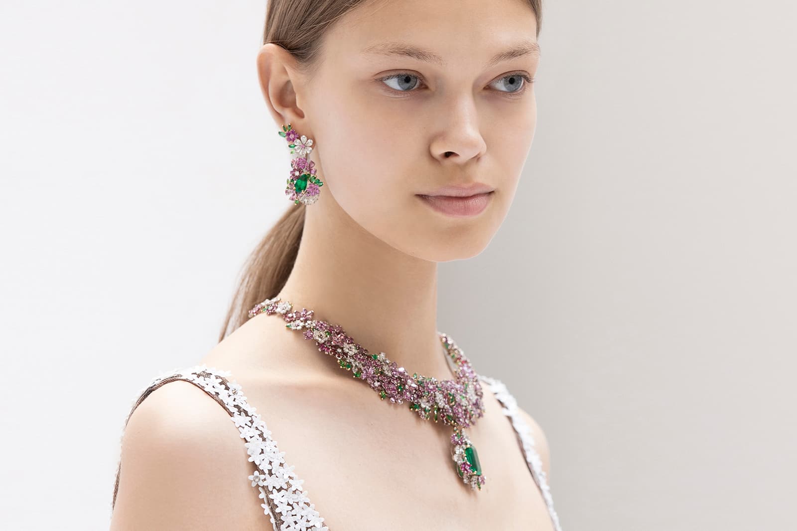 Louis Vuitton Couture Diamond and Pink Sapphire Drop Earrings For