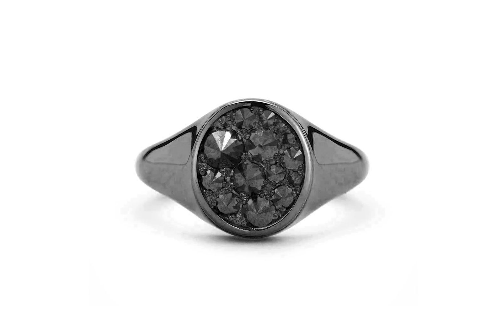 Stone Fine Jewelry Black Diamond Signet ring in black rhodium and black diamond