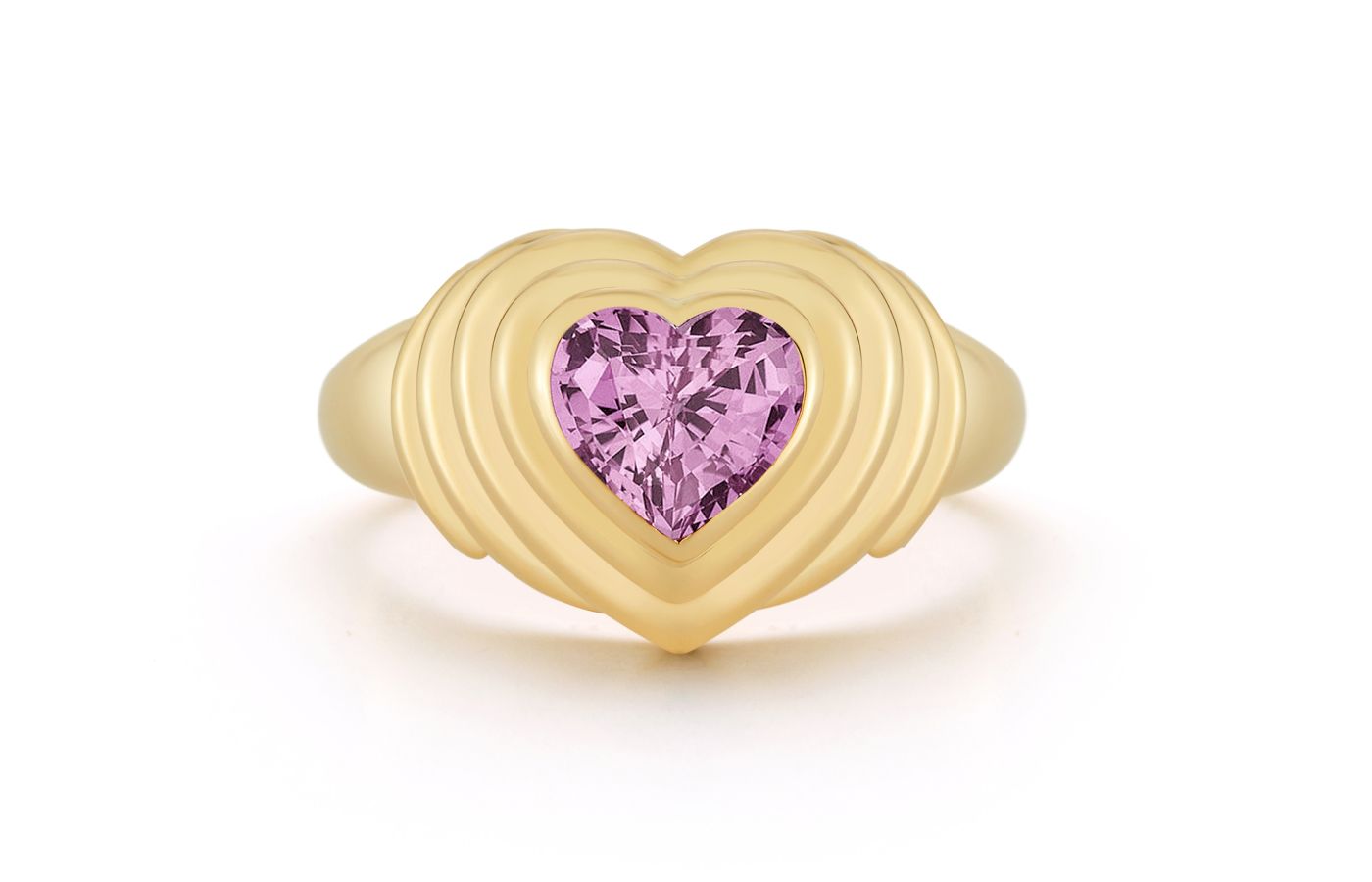  Deborah Pagani Honey Heart Gypsy ring in gold and pink sapphire