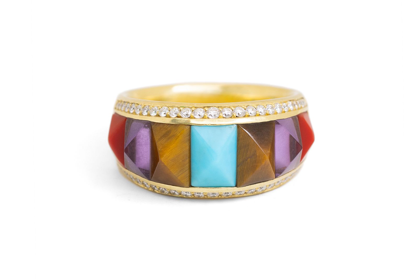  Jenna Blake ring in gold, multicoloured gemstones and diamonds