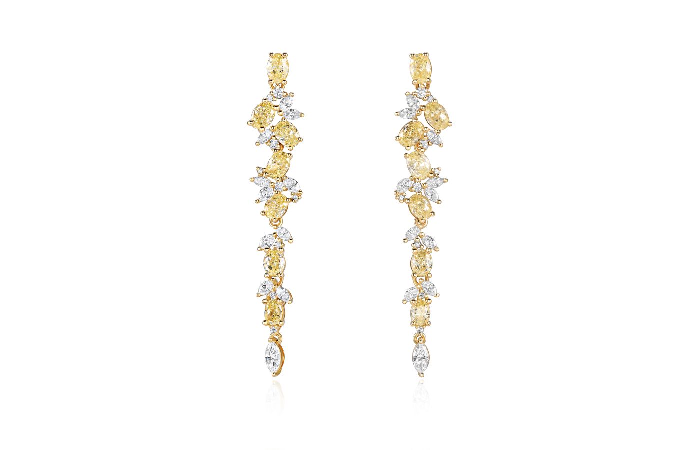  Parure Atelier High Jewellery earrings featuring a mix of yellow and colourless diamonds