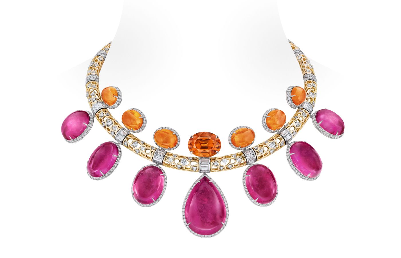 Louis Vuitton Pink Sapphire And Diamond Necklace Set