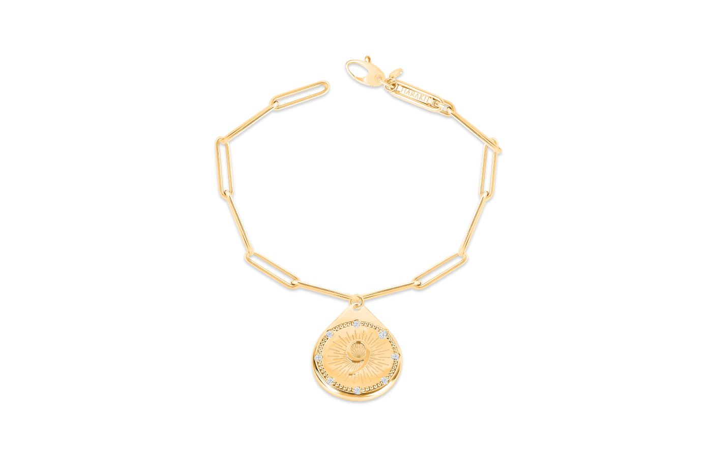  HARAKH Drops of JOY charm in 18k yellow gold and diamonds, featuring the sacred and lucky 'Divine No. 9'