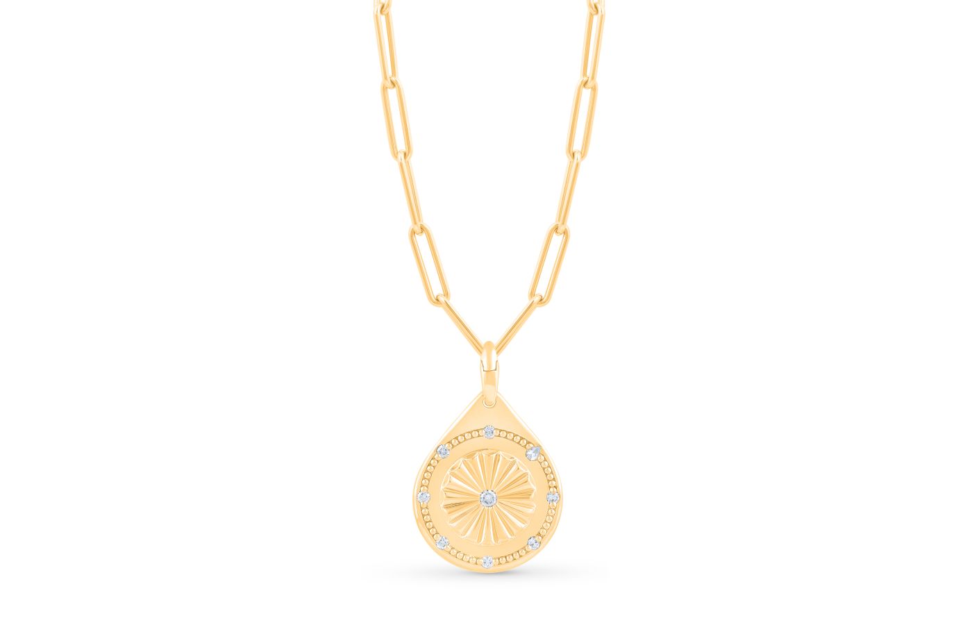 HARAKH Drops of JOY Parasol charm in 18k yellow gold and diamonds, featuring a bird's eye view of an open umbrella