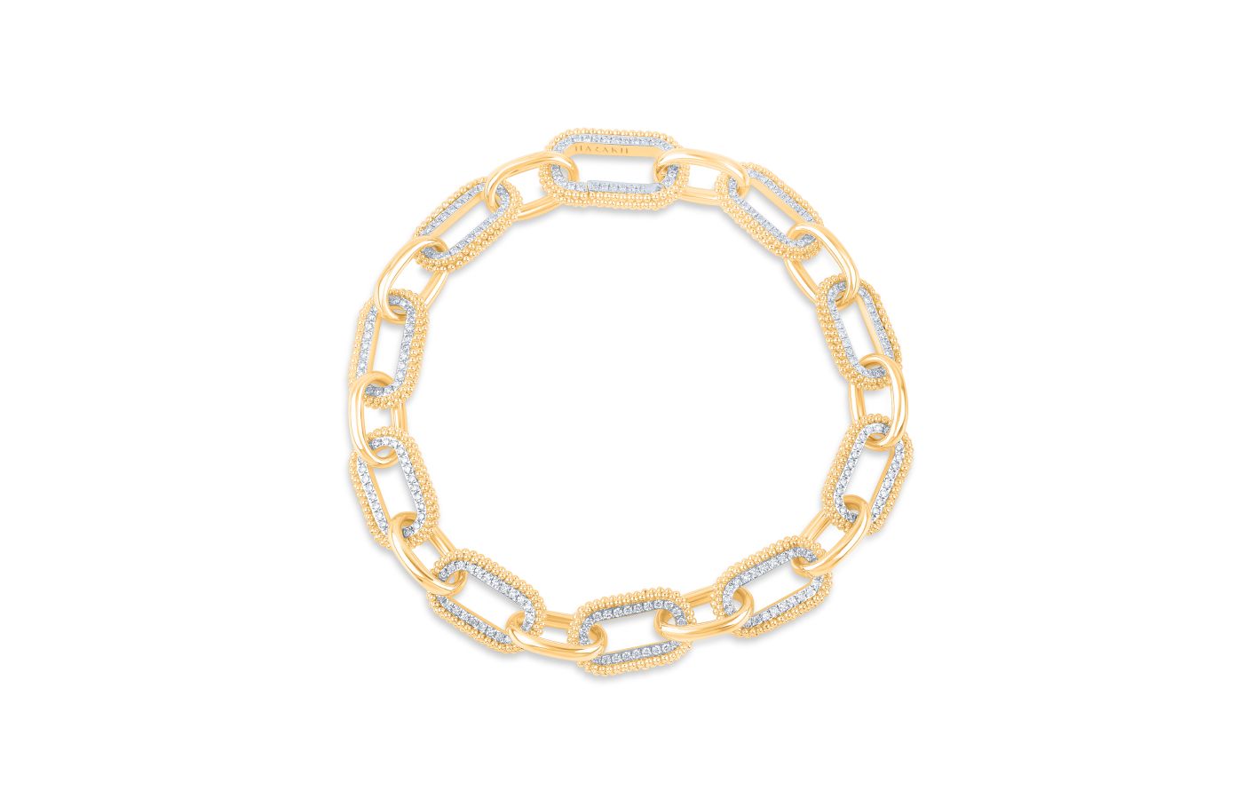  HARAKH Sunlight paperclip bracelet in 18k yellow gold and set with diamonds 