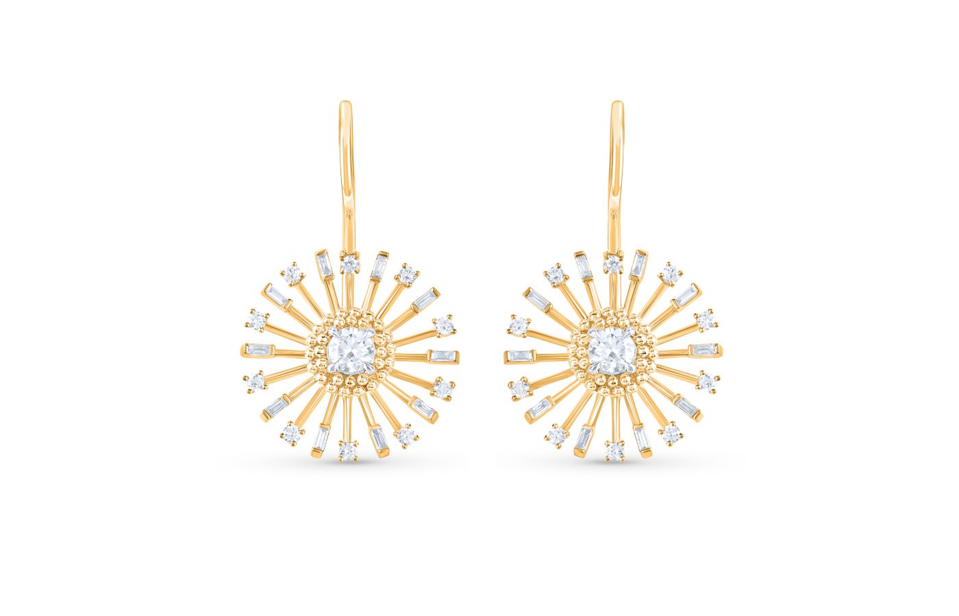  HARAKH Sunlight Rays earrings in 18k yellow gold and set with diamonds 