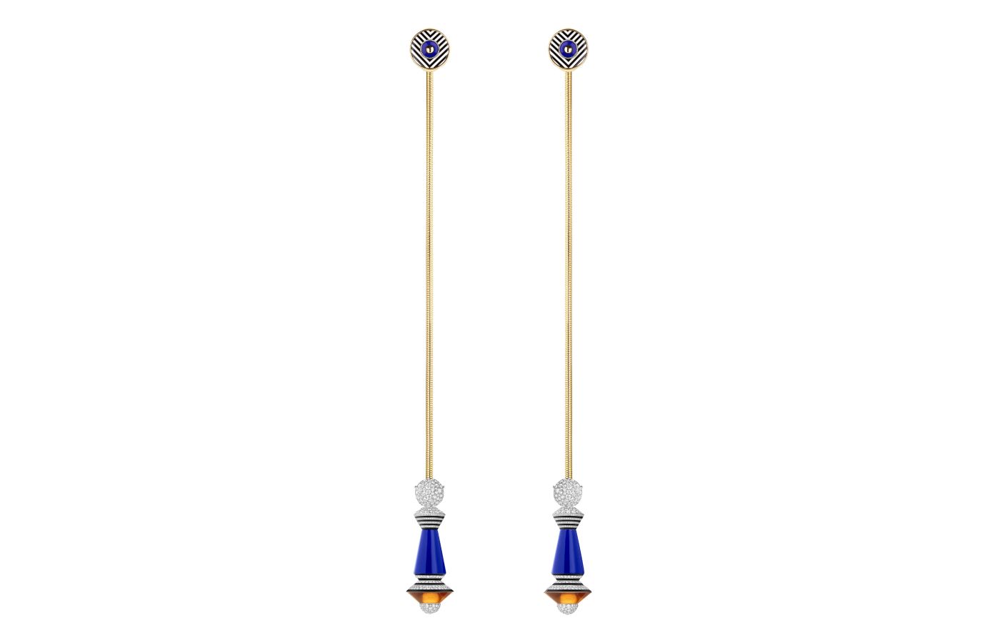 Boucheron Pull Me clothing jewels set with citrines, onyx, cacholongs and diamonds, decorated with lacquer in white and yellow gold and titanium, from the More is More High Jewellery collection
